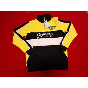 Born hungry Men Sweatshirt Sz L Heather Embroidered Graphics yellow NWT